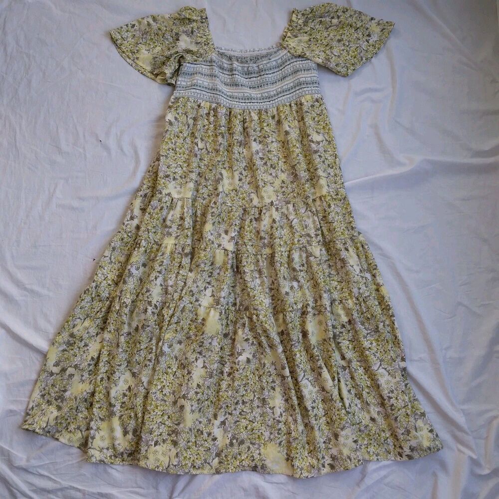 Davi And Dani Maxi Dress Smocked Floral Peasant Boho Prairie Women's Medium - Picture 7 of 11